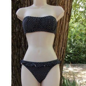 Xhiliration  Polka Dot Bikini w/ Hip Ruffle-Medium